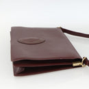 CARTIER Must Line Shoulder Bag Leather Bordeaux Gold Auth 174674A-4