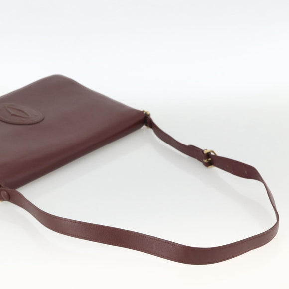 CARTIER Must Line Shoulder Bag Leather Bordeaux Gold Auth 174674A