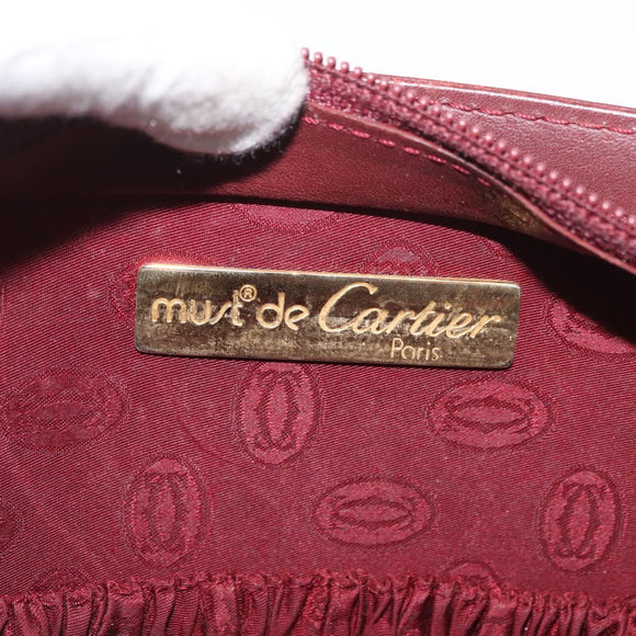CARTIER Must Line Clutch Bag Leather Bordeaux Gold Auth 174676A