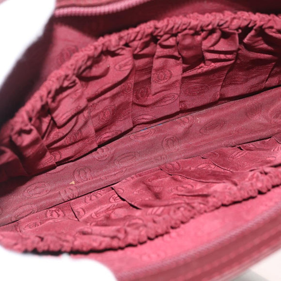 CARTIER Must Line Clutch Bag Leather Bordeaux Gold Auth 174676A