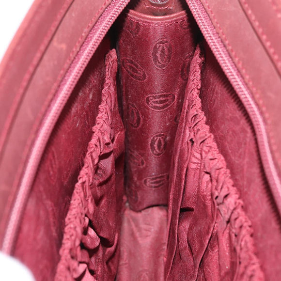 CARTIER Must Line Clutch Bag Leather Bordeaux Gold Auth 174676A