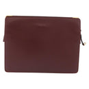 CARTIER Must Line Clutch Bag Leather Bordeaux Gold Auth 174676A-2