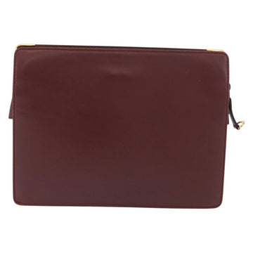 CARTIER Must Line Clutch Bag Leather Bordeaux Gold Auth 174676A - 0
