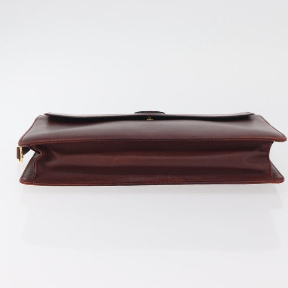 CARTIER Must Line Clutch Bag Leather Bordeaux Gold Auth 174676A