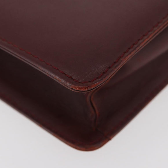 CARTIER Must Line Clutch Bag Leather Bordeaux Gold Auth 174676A