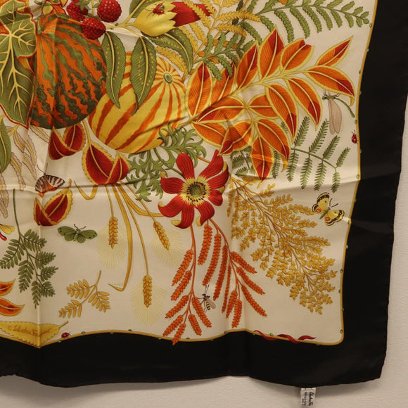 Salvatore Ferragamo Scarf Silk Black Auth 174683A