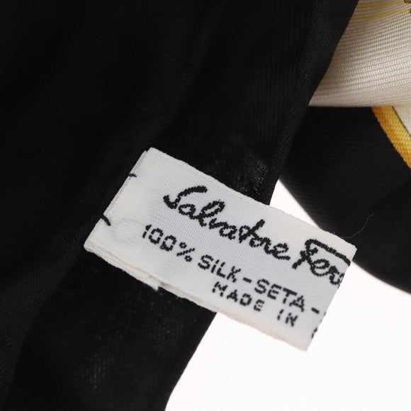 Salvatore Ferragamo Scarf Silk Black Auth 174683A