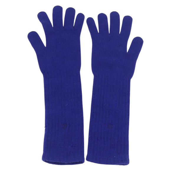 CHANEL Gloves Cashmere Blue CC Auth 174684