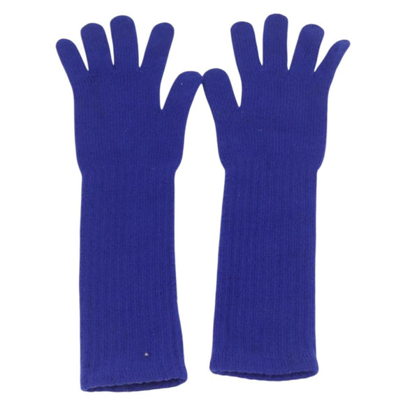 CHANEL Gloves Cashmere Blue CC Auth 174684