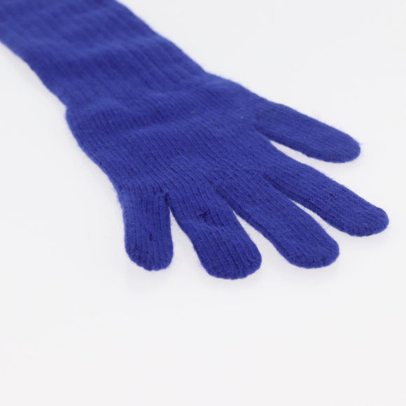 CHANEL Gloves Cashmere Blue CC Auth 174684