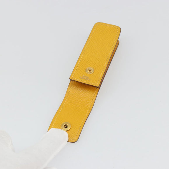 HERMES Serie Small Item Case Accessory Case Leather Yellow Auth 174688A