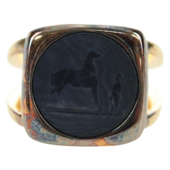 HERMES Corozo Ring 50 metal Gold Auth 174693M