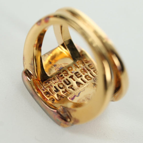 HERMES Corozo Ring 50 metal Gold Auth 174693M