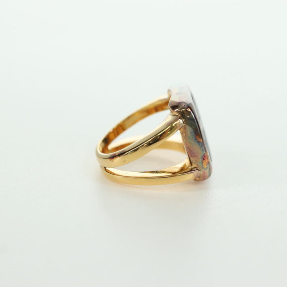 HERMES Corozo Ring 50 metal Gold Auth 174693M