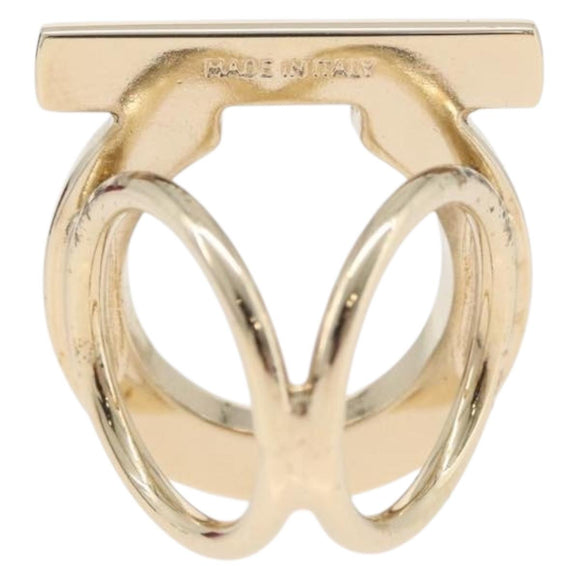 Salvatore Ferragamo Gancini Ring metal Gold Auth 174694A