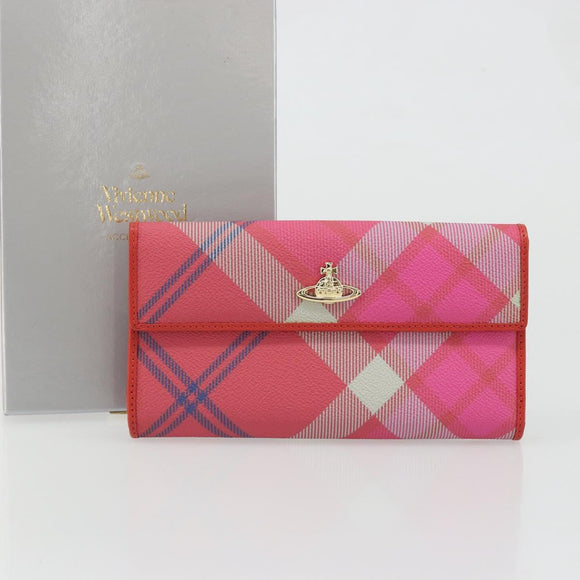 Vivienne Westwood Long Wallet PVC Leather Pink Gold Auth 174698A