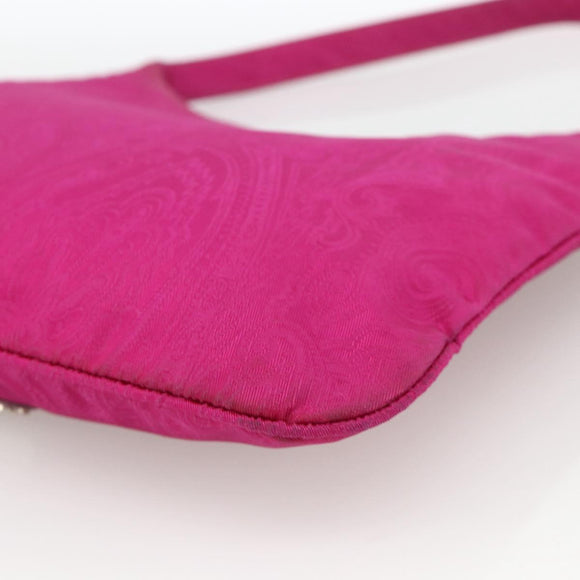 ETRO Paisley Shoulder Bag Nylon Pink Silver Auth 174701A