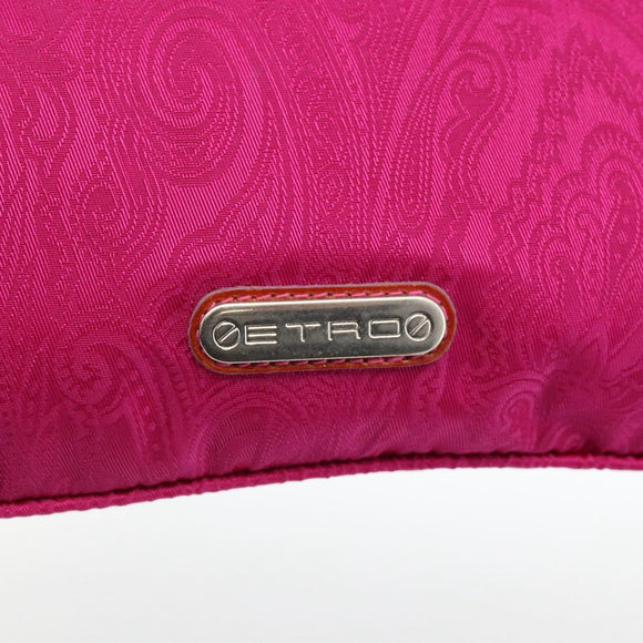 ETRO Paisley Shoulder Bag Nylon Pink Silver Auth 174701A