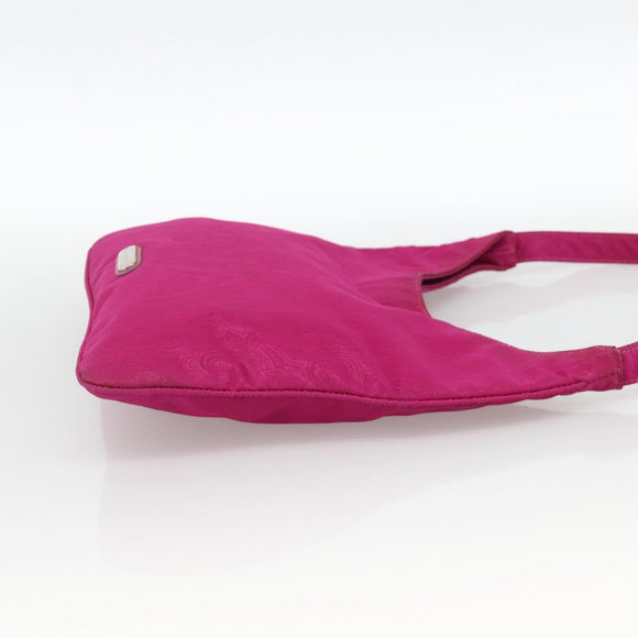 ETRO Paisley Shoulder Bag Nylon Pink Silver Auth 174701A