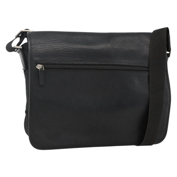 Salvatore Ferragamo Shoulder Bag Nylon Leather Black Silver Auth 174702