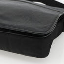 Salvatore Ferragamo Shoulder Bag Nylon Leather Black Silver Auth 174702-9