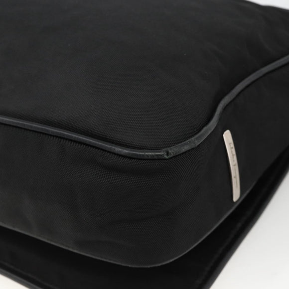 Salvatore Ferragamo Shoulder Bag Nylon Leather Black Silver Auth 174702