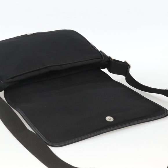 Salvatore Ferragamo Shoulder Bag Nylon Leather Black Silver Auth 174702