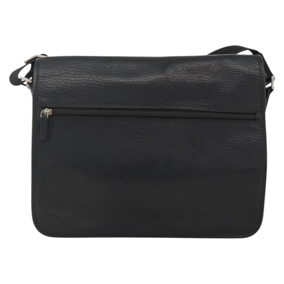 Salvatore Ferragamo Shoulder Bag Nylon Leather Black Silver Auth 174702