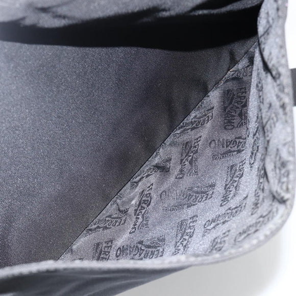 Salvatore Ferragamo Shoulder Bag Nylon Leather Black Silver Auth 174702