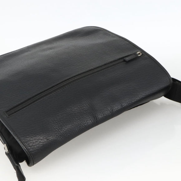 Salvatore Ferragamo Shoulder Bag Nylon Leather Black Silver Auth 174702
