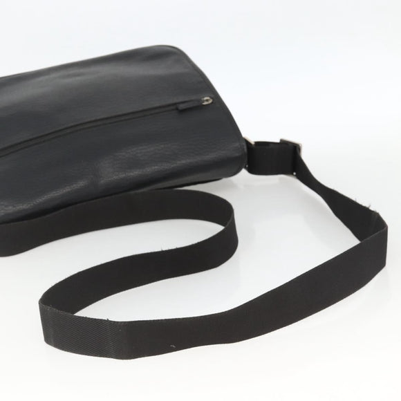 Salvatore Ferragamo Shoulder Bag Nylon Leather Black Silver Auth 174702