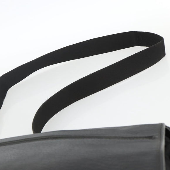 Salvatore Ferragamo Shoulder Bag Nylon Leather Black Silver Auth 174702