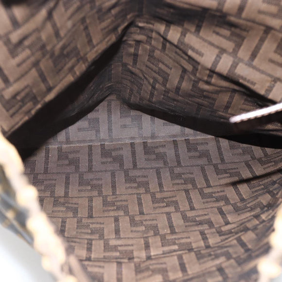 FENDI Purse Zucca Canvas Pouch Black Brown Auth 174703A