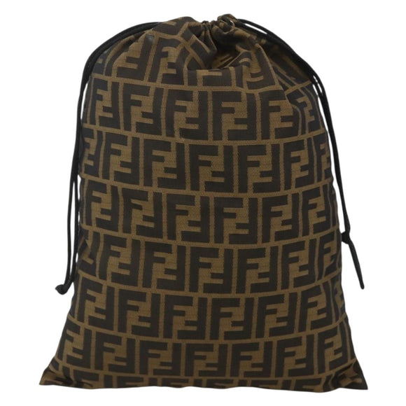 FENDI Purse Zucca Canvas Pouch Black Brown Auth 174703A