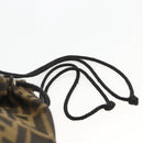 FENDI Purse Zucca Canvas Pouch Black Brown Auth 174703A-7