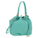 BLUE LABEL CRESTBRIDGE Hand Bag Leather 2way Turquoise Blue Gold Auth 174705A-1