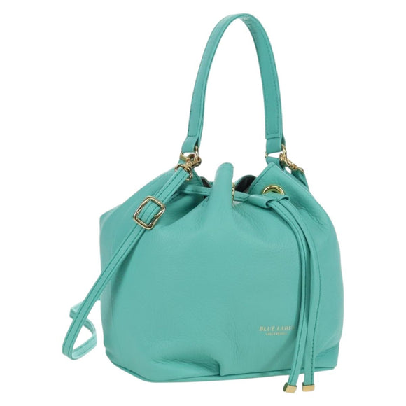 BLUE LABEL CRESTBRIDGE Hand Bag Leather 2way Turquoise Blue Gold Auth 174705A