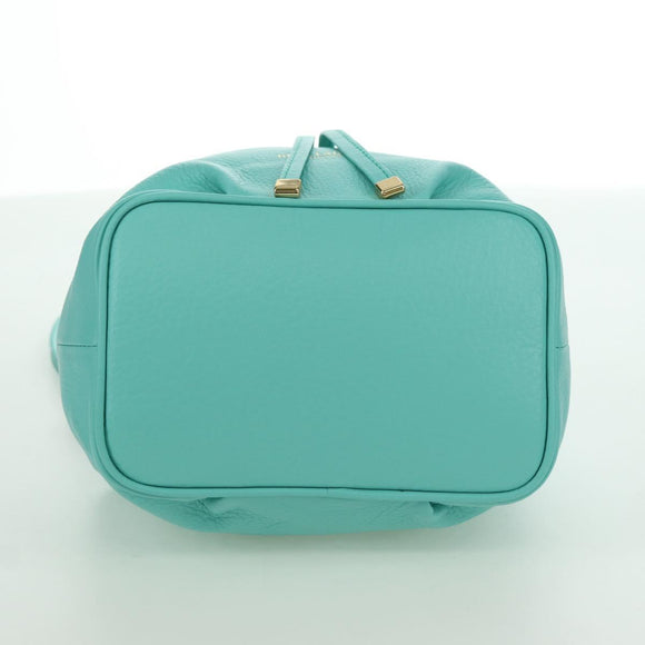 BLUE LABEL CRESTBRIDGE Hand Bag Leather 2way Turquoise Blue Gold Auth 174705A