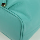 BLUE LABEL CRESTBRIDGE Hand Bag Leather 2way Turquoise Blue Gold Auth 174705A-16