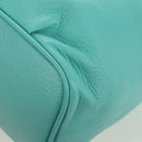 BLUE LABEL CRESTBRIDGE Hand Bag Leather 2way Turquoise Blue Gold Auth 174705A-18