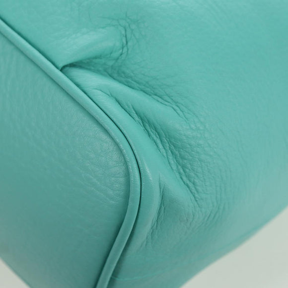 BLUE LABEL CRESTBRIDGE Hand Bag Leather 2way Turquoise Blue Gold Auth 174705A