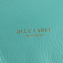 BLUE LABEL CRESTBRIDGE Hand Bag Leather 2way Turquoise Blue Gold Auth 174705A-19