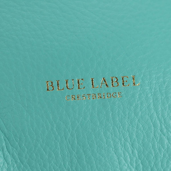 BLUE LABEL CRESTBRIDGE Hand Bag Leather 2way Turquoise Blue Gold Auth 174705A