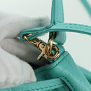 BLUE LABEL CRESTBRIDGE Hand Bag Leather 2way Turquoise Blue Gold Auth 174705A-20