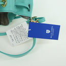BLUE LABEL CRESTBRIDGE Hand Bag Leather 2way Turquoise Blue Gold Auth 174705A-10
