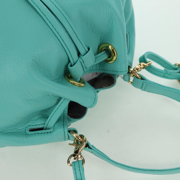 BLUE LABEL CRESTBRIDGE Hand Bag Leather 2way Turquoise Blue Gold Auth 174705A