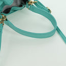 BLUE LABEL CRESTBRIDGE Hand Bag Leather 2way Turquoise Blue Gold Auth 174705A-7