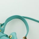 BLUE LABEL CRESTBRIDGE Hand Bag Leather 2way Turquoise Blue Gold Auth 174705A-14