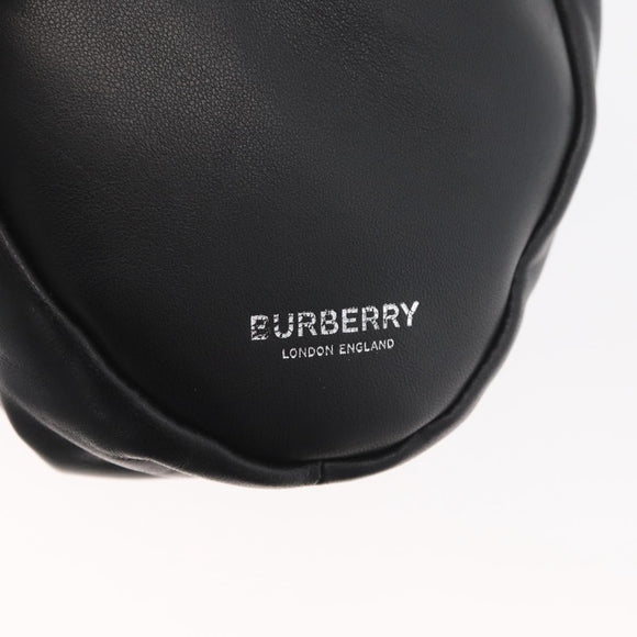 BURBERRY Handtas Leer Zwart Zilver Auth 174706A