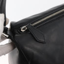 BURBERRY Handtas Leer Zwart Zilver Auth 174706A-10